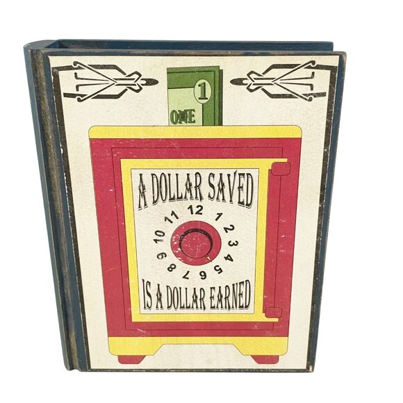 Vintage 2002 Tender Heart Treasures Book Shaped Wood Piggy Bank Set of 2 - Picture 8 of 8